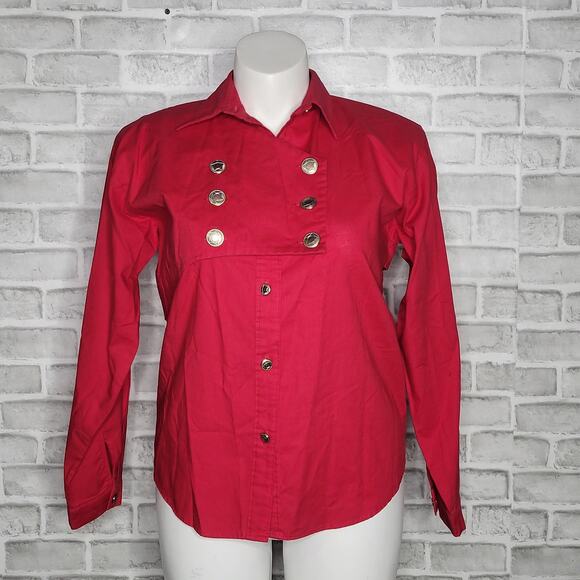 Vintage Wagon Wheels Western Red Button up - Picture 1 of 6